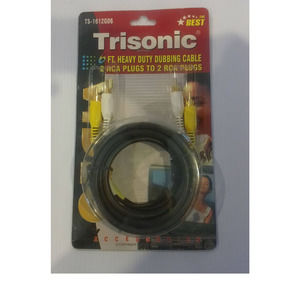 Trisonic 6 ft Heavy Duty Dubbing Cable 2 RCA Plugs to 2 RCA Plugs TS-1612G06